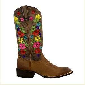 square toe embroidered women boots